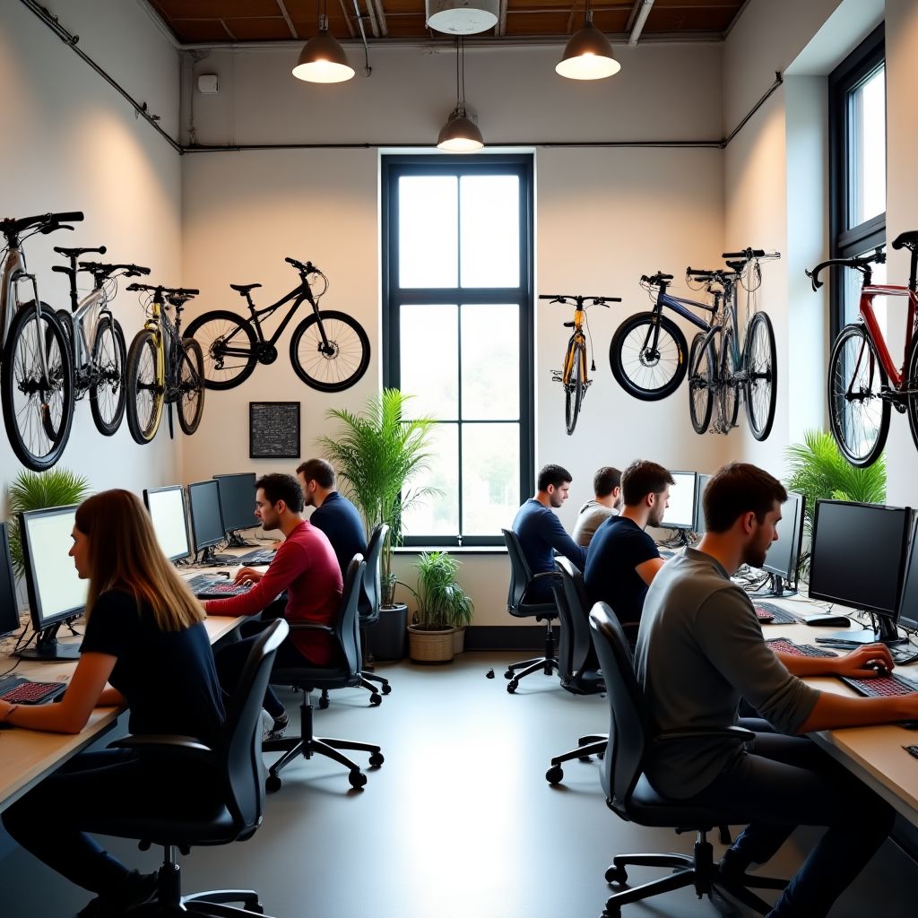 Das RadVergleich Team bei der Arbeit im Büro
